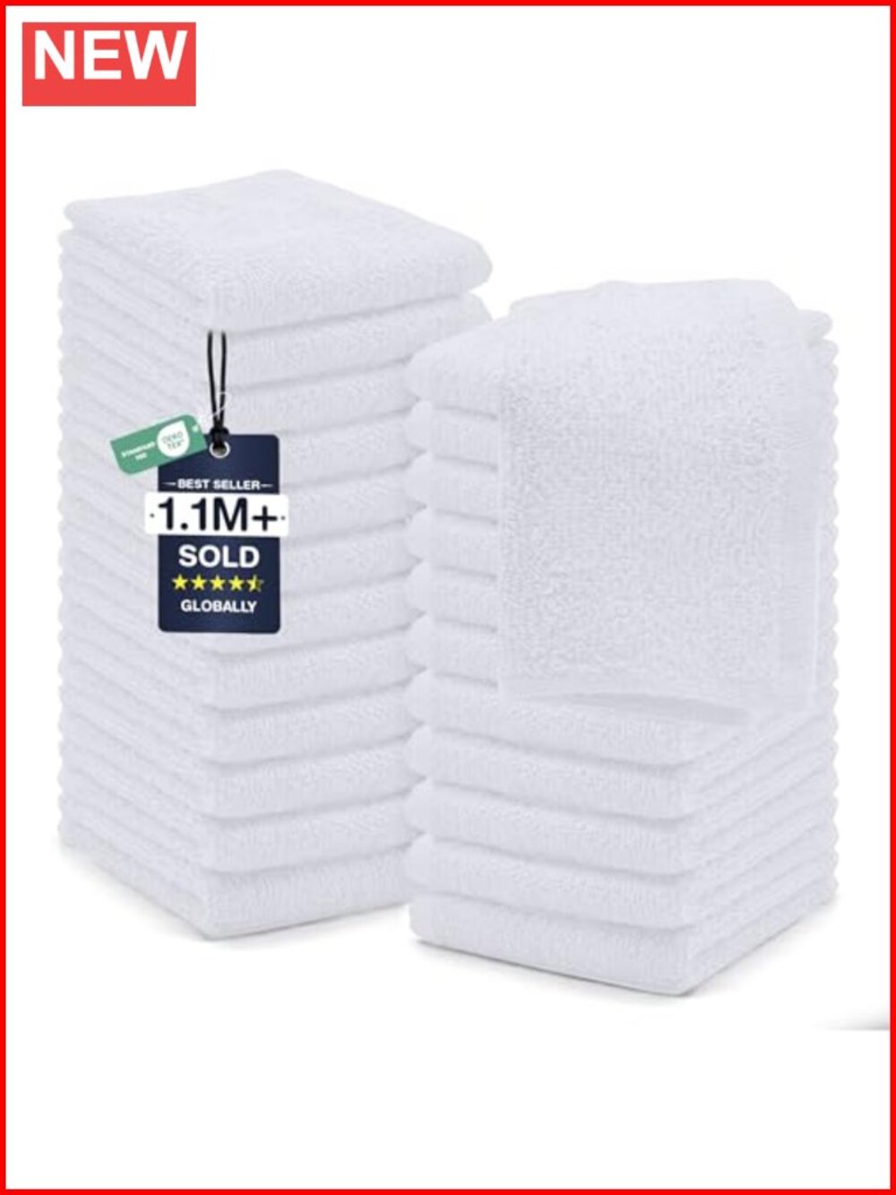 DAN RIVER 24 Pack Cotton Wash Cloths Set Showering Face Gym Travel Use